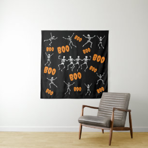 Funny Dancing Skeletons Halloween Backdrops Tapestry