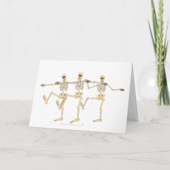 Funny Dancing Skeletons Halloween Cartoon Card (Front)