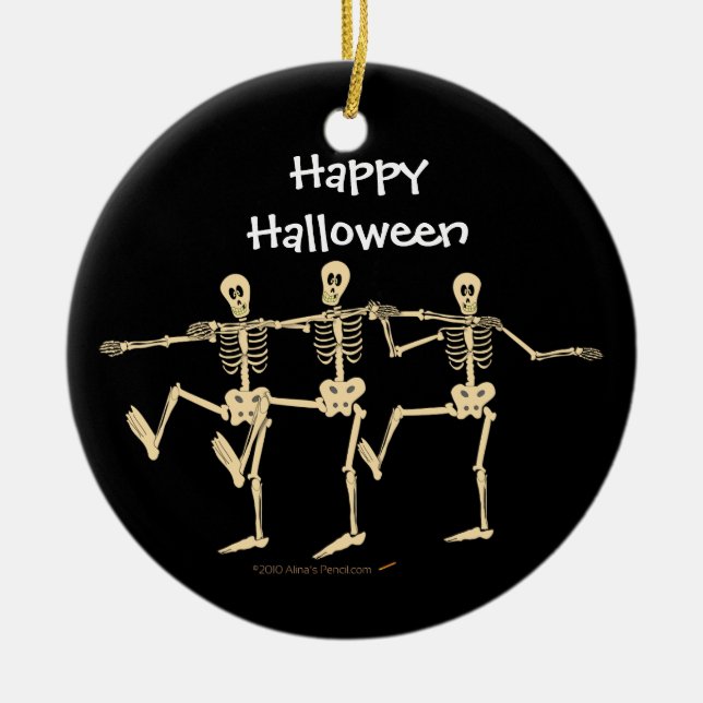 Funny Dancing Skeletons Halloween Ornament (Front)