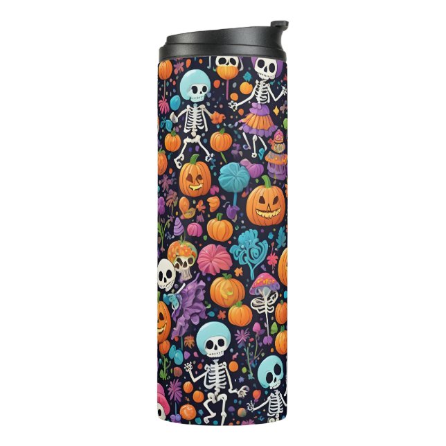 Funny Dancing Skeletons Halloween Thermal Tumbler (Rotated Left)