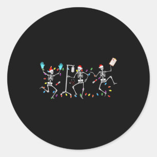 Funny Dancing Skeletons Nicu Er Nurse Registered N Classic Round Sticker