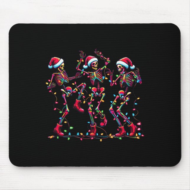 Funny Dancing Skeletons Santa Hat Dance Christmas  Mouse Pad (Front)