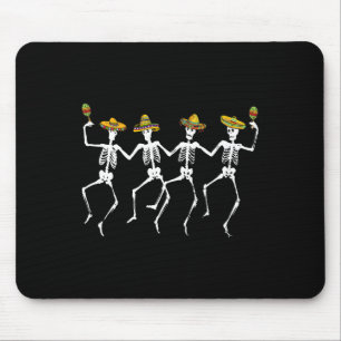 Funny Dancing Skeletons Sombreros Maracas - Cinco Mouse Pad