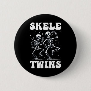 Funny Dancing Skeletons Twins Halloween Christmas 6 Cm Round Badge