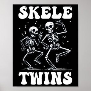 Funny Dancing Skeletons Twins Halloween Christmas  Poster