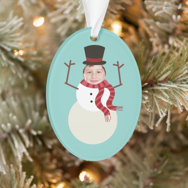 Funny Dancing Snowman Photo Holiday Ornament (Tree)