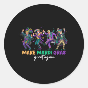 Funny Dancing Trump Make Mardi Gras Great Again Pa Classic Round Sticker