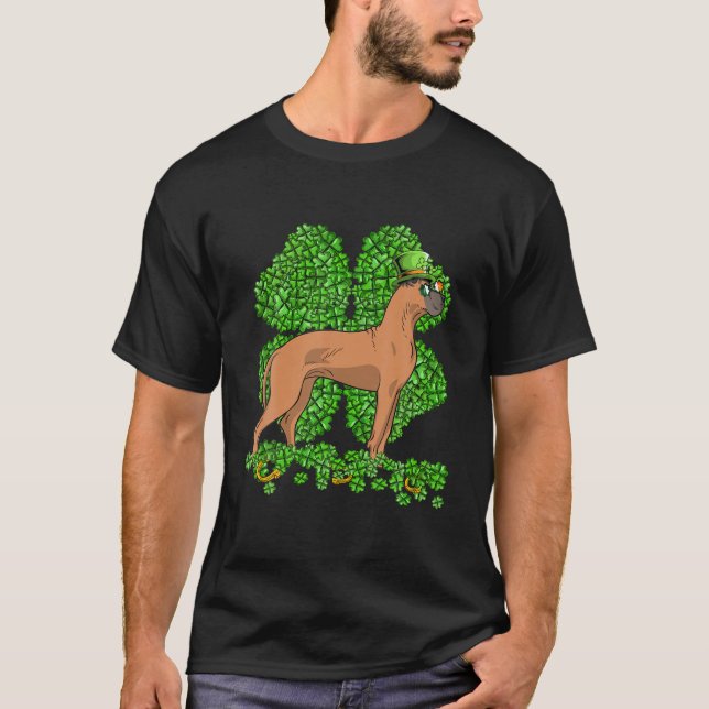 Funny Dane Dog Shamrock St. Patricks Day T-Shirt (Front)