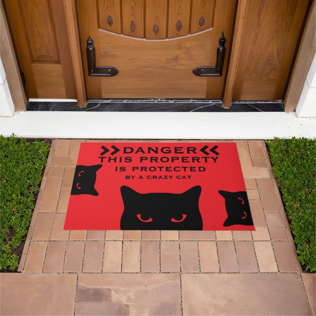 Funny Dangerous Cat Doormat (Outdoor)