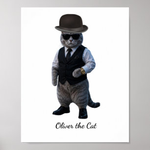 Funny Dapper Cat Gentleman Poster