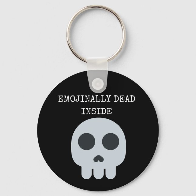 Funny dark skull emoji  key ring (Front)