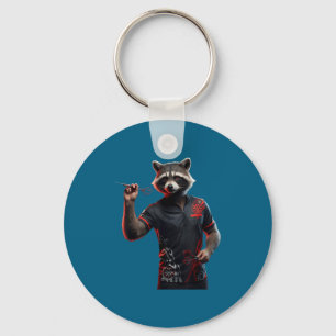 Funny Dart Racoon Tee For Throwing Darts Dartboar Key Ring
