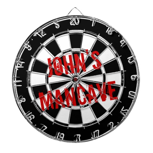Funny dartboard for men with a grungy mancave (Front)