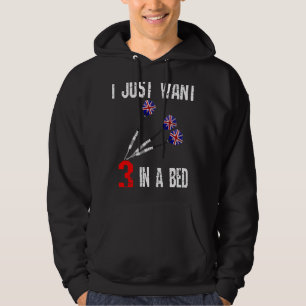 Funny Darts 3 In A Bed Saucy Joke Dart Player Hoodie