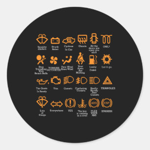 Funny Dashboard Icons Coffee Mug Car Guy Car Lover Classic Round Sticker
