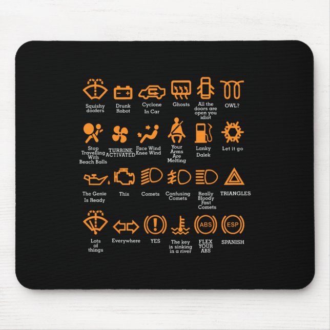 Funny Dashboard Icons Coffee Mug Car Guy Car Lover Mouse Pad (Front)