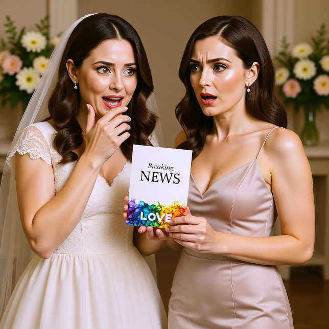 🌈 funny DATE CHANGE Painted With Love Enclosure Card (🌈 funny Wedding DATE change LGBTQ Painted With Love Enclosure Card)