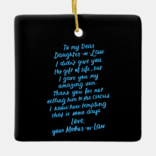 Funny Daughter in Law To My Dear Daughter In Law Ceramic Ornament
