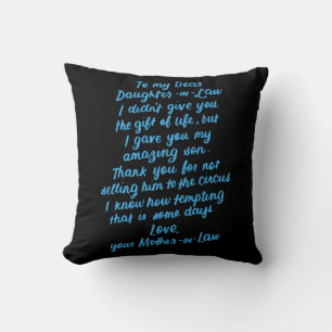 Funny Daughter in Law To My Dear Daughter In Law Cushion