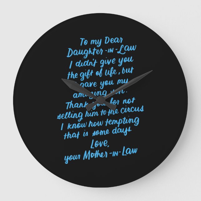 Funny Daughter in Law To My Dear Daughter In Law Large Clock (Front)