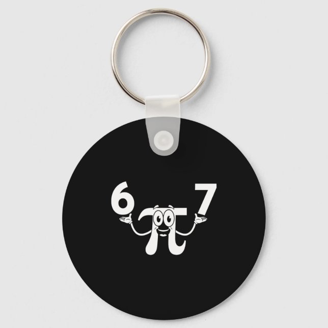 Funny day 3.14 67 meme math nerd humour meme six key ring (Front)