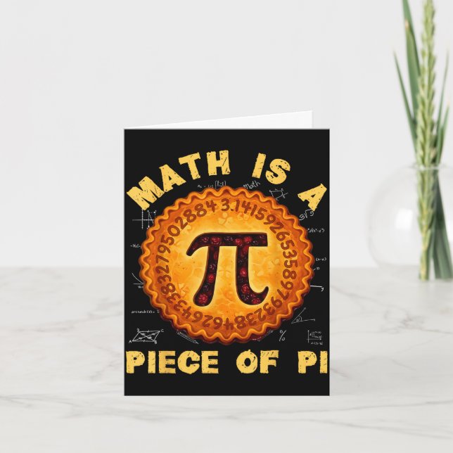 Funny day math is a piece of retro pie teachers card (Front)