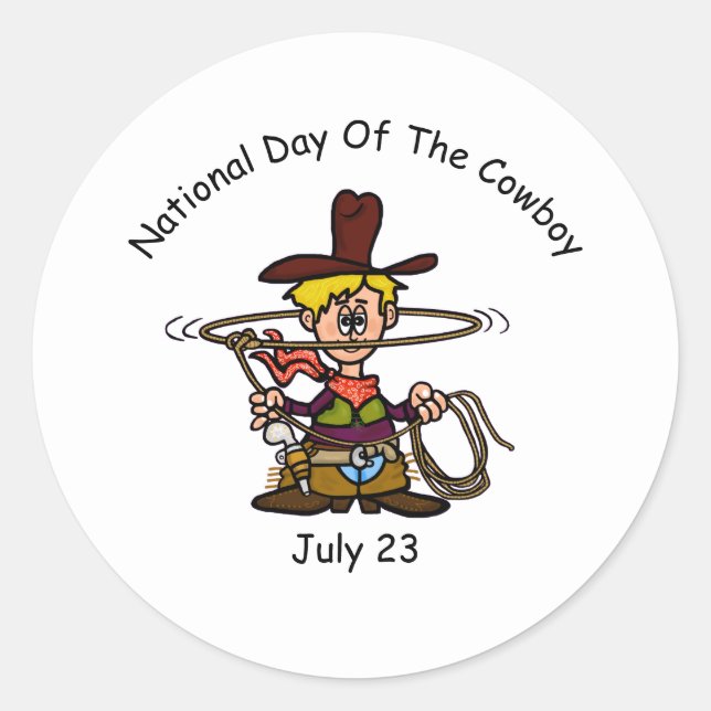 Funny Day Of The Cowboy Sticker (Front)