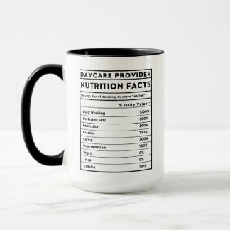 Funny Daycare Provider Nutrition Facts Mug
