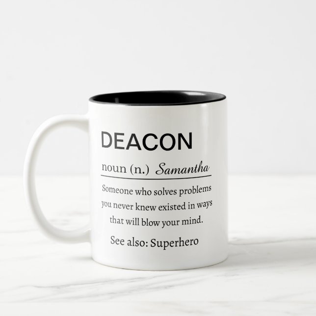 Funny Deacon Definition Personalised Two-Tone Coffee Mug (Left)