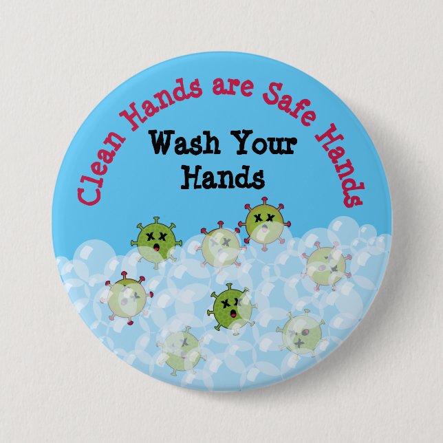 Funny Dead Germs Wash Your Hands 7.5 Cm Round Badge (Front)