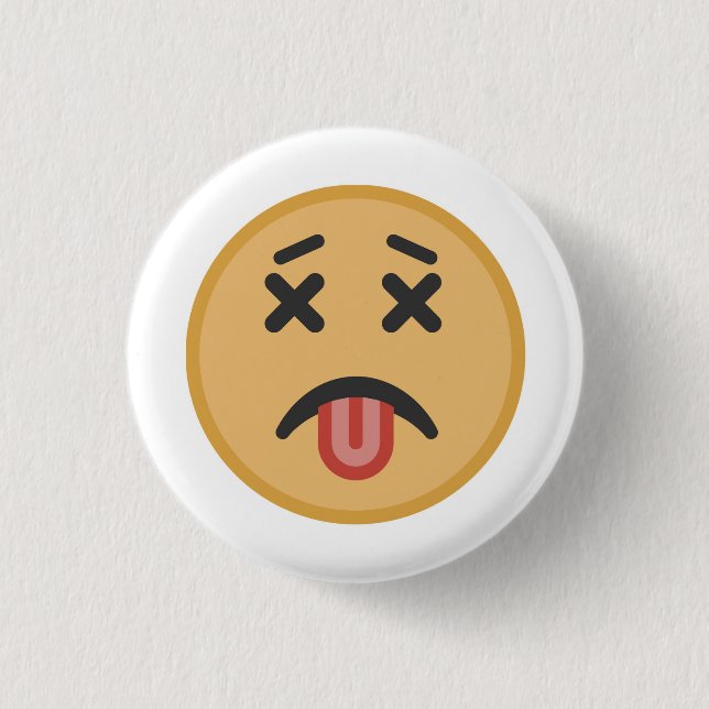 Funny Dead Hangover Tongue Emoji Cartoon 3 Cm Round Badge (Front)