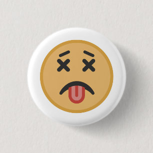 Funny Dead Hangover Tongue Emoji Cartoon 3 Cm Round Badge
