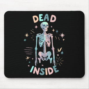 Funny Dead Inside Skeleton Casual Halloween Graphi Mouse Pad