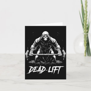 Funny Dead Lift Grim Reaper Halloween Gym Weights Card