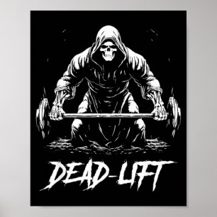 Funny Dead Lift Grim Reaper Halloween Gym Weights Poster