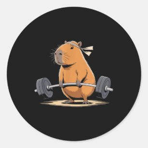 Funny Deadlift Capybara Cute Fitness Capy Gym Love Classic Round Sticker