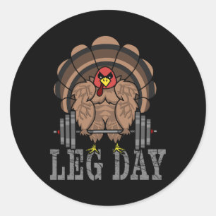 Funny Deadlifting Turkey Thanksgiving Leg Day Dead Classic Round Sticker