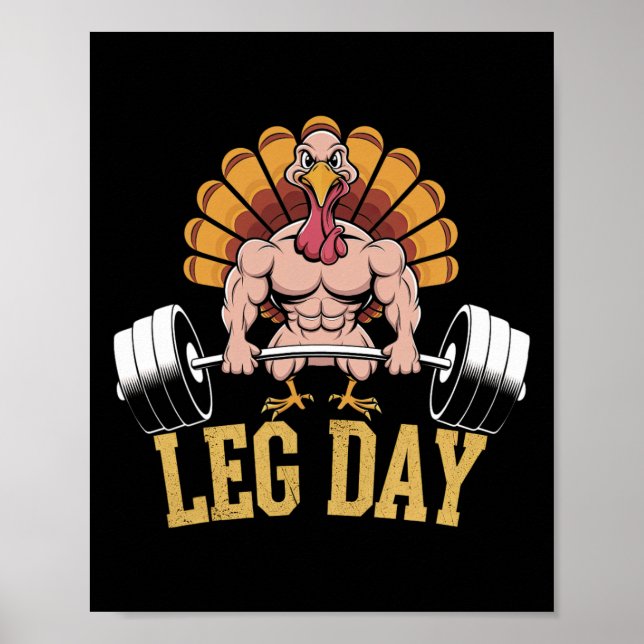 Funny Deadlifting Turkey Thanksgiving Leg Day Dead Poster (Front)