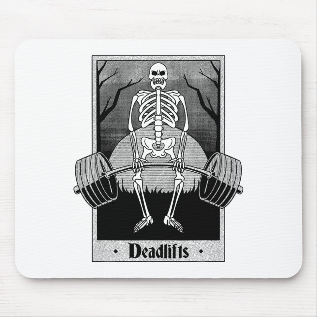 Funny Deadlifts Weightlifter Skeleton Halloween Gy Mouse Pad (Front)