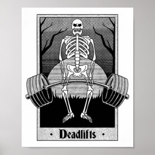 Funny Deadlifts Weightlifter Skeleton Halloween Gy Poster