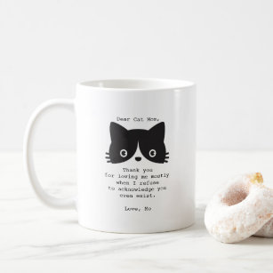 Funny Dear Cat Mum Black White Personalised Mug