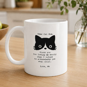 Funny Dear Cat Mum Black White Personalised Mug