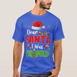 Funny Dear Santa I Was Framed Christmas Candy Cane T-Shirt