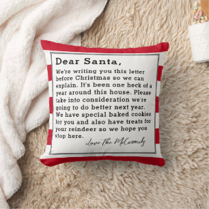 Funny Dear Santa Letter Christmas Family Custom Cushion