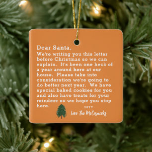 Funny Dear Santa Letter Family Personalised Ceramic Ornament