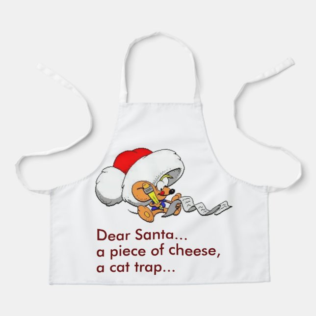 Funny Dear Santa Mouse  Christmas List Small Apron (Front)