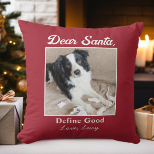 Funny Dear Santa Pet Dog Cat Christmas Photo Cushion
