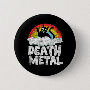 Funny Death Metal Cat Gift Rainbow Heavy Metal 6 Cm Round Badge