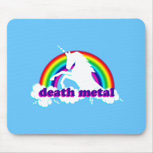 Funny Death Metal Unicorn and Rainbow Mouse Pad