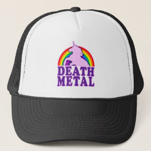 Funny death metal unicorn trucker hat